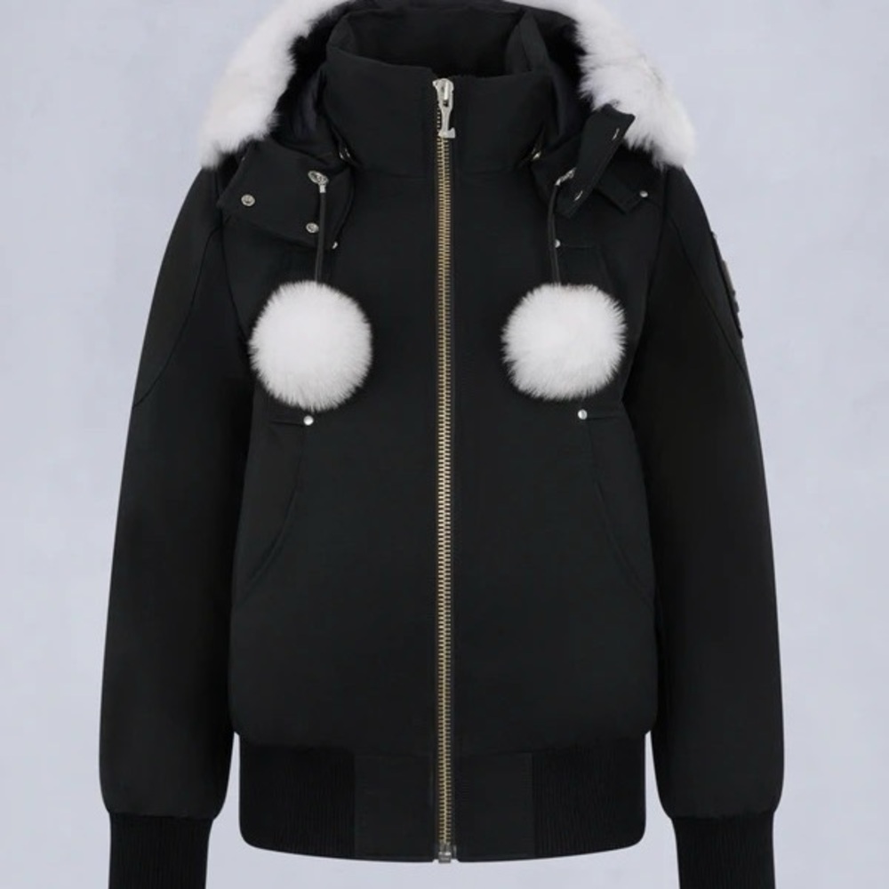 Moose Knuckles DEBBIE SHEARLING TRIM BOMBER JACKET